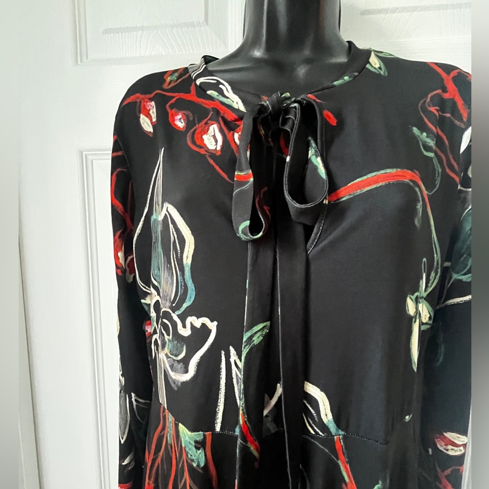 Zara Keyhole Midi Floral Dress size L - Picture 7 of 16